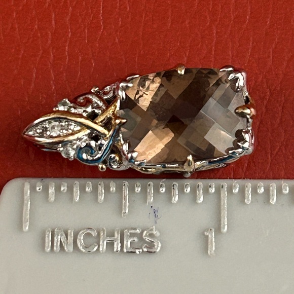 Vintage Michael Valitutti Smokey topaz & sterling silver Gems en Vogue pendant. - Picture 6 of 8